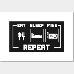 Eat Sleep Mine Repeat for gfx Posters and Art